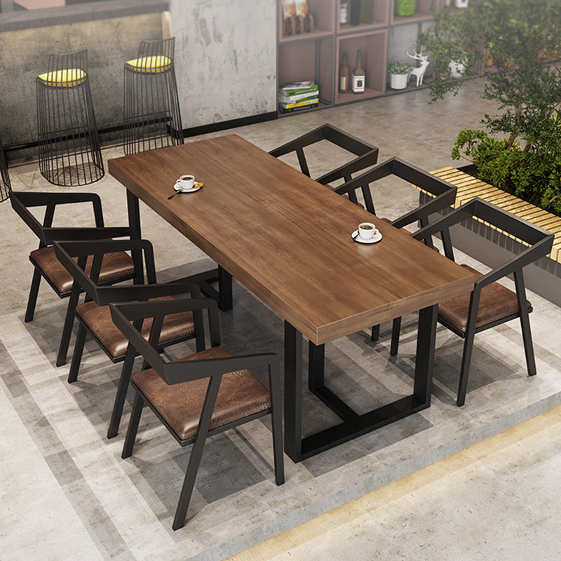 Fixed Industrial Dining Set 1/3/5 Pcs Brown Solid Wood Furniture for Home