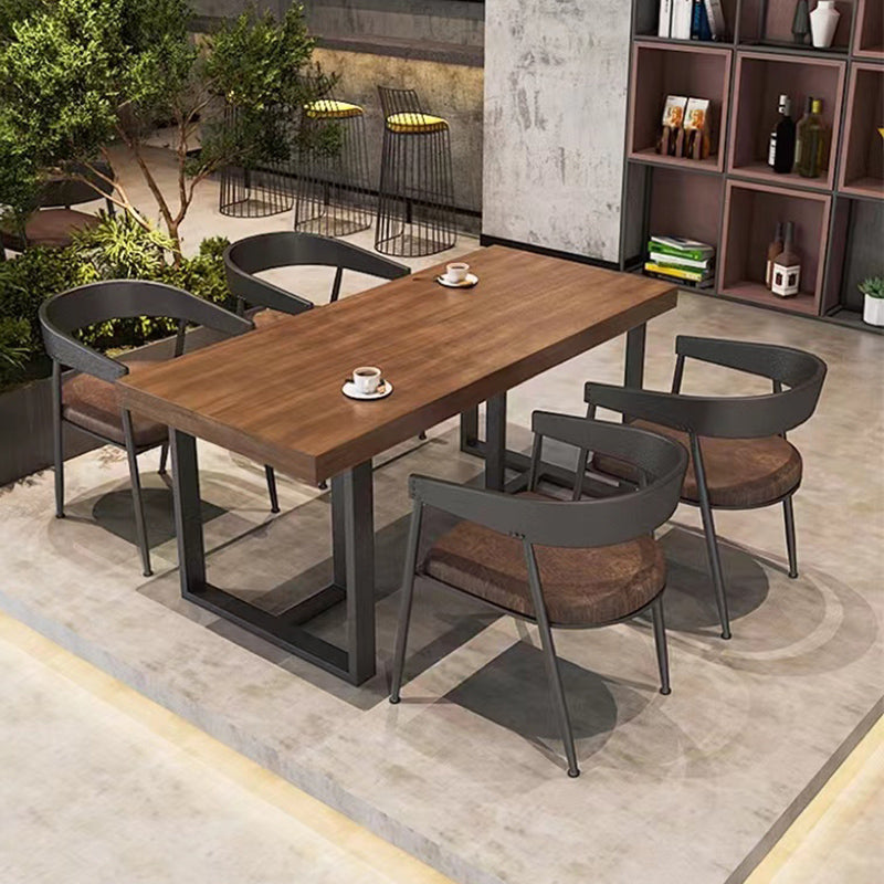 Fixed Industrial Dining Set 1/3/5 Pcs Brown Solid Wood Furniture for Home