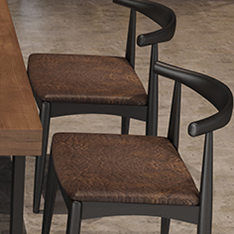 Fixed Industrial Dining Set 1/3/5 Pcs Brown Solid Wood Furniture for Home