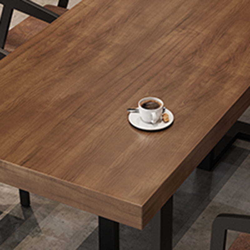 Fixed Industrial Dining Set 1/3/5 Pcs Brown Solid Wood Furniture for Home