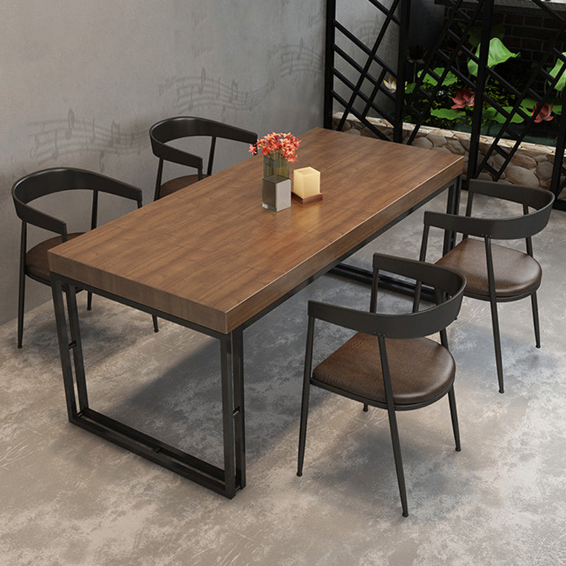 Fixed Industrial Dinette Set 1/5 Pcs Brown Solid Wood Furniture for Home
