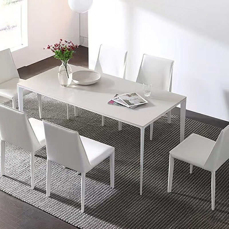 Contemporary 1/2/5/7 Pieces Dining Chairs Set Stone Rectangle Furniture in White