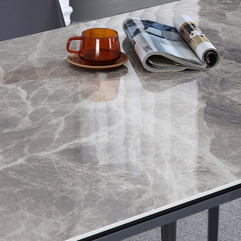 Contemporary Style 1/2/5/7 Pieces Dining Chairs Set Stone Rectangle Furniture in Gray