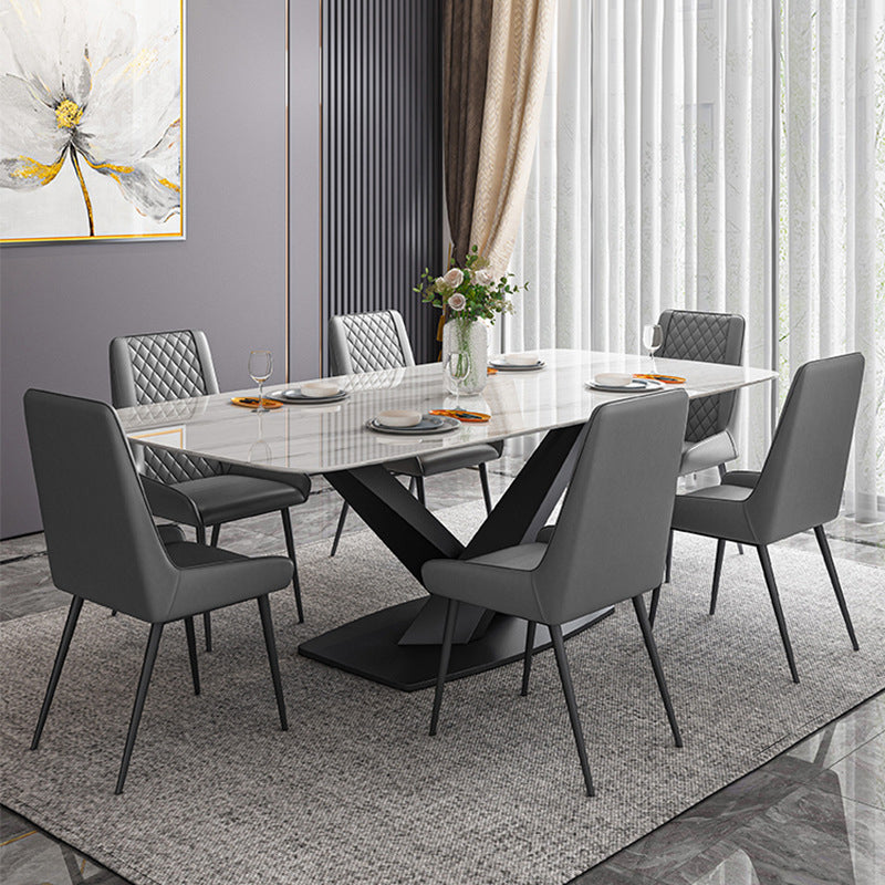Modern Dining Table Stone Dining Room Dining Table with Metal Base