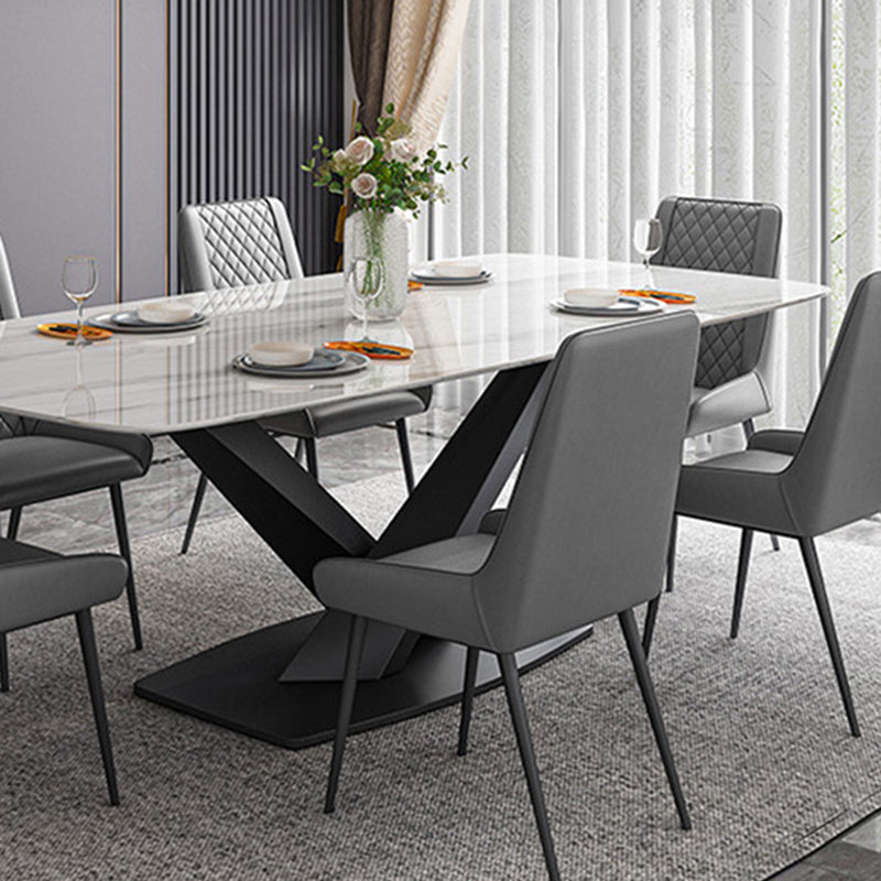 Modern Dining Table Stone Dining Room Dining Table with Metal Base