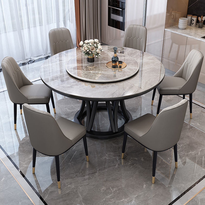 Modern Style Dining Table Round Dining Table with Turntable for Kitchen