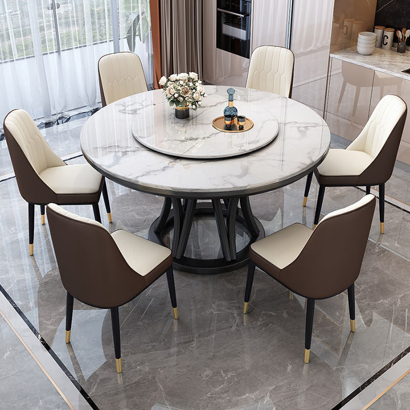 Modern Style Dining Table Round Dining Table with Turntable for Kitchen