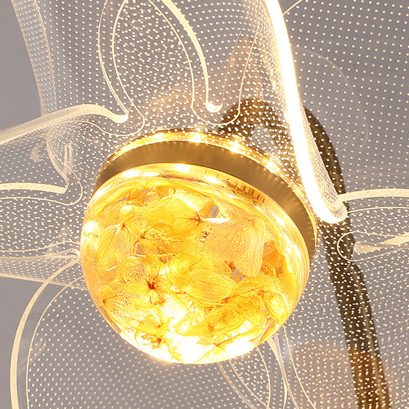 Contemporary Wall Sconce Flower Wall Light Fixture with Acrylic and Metal for Bedroom