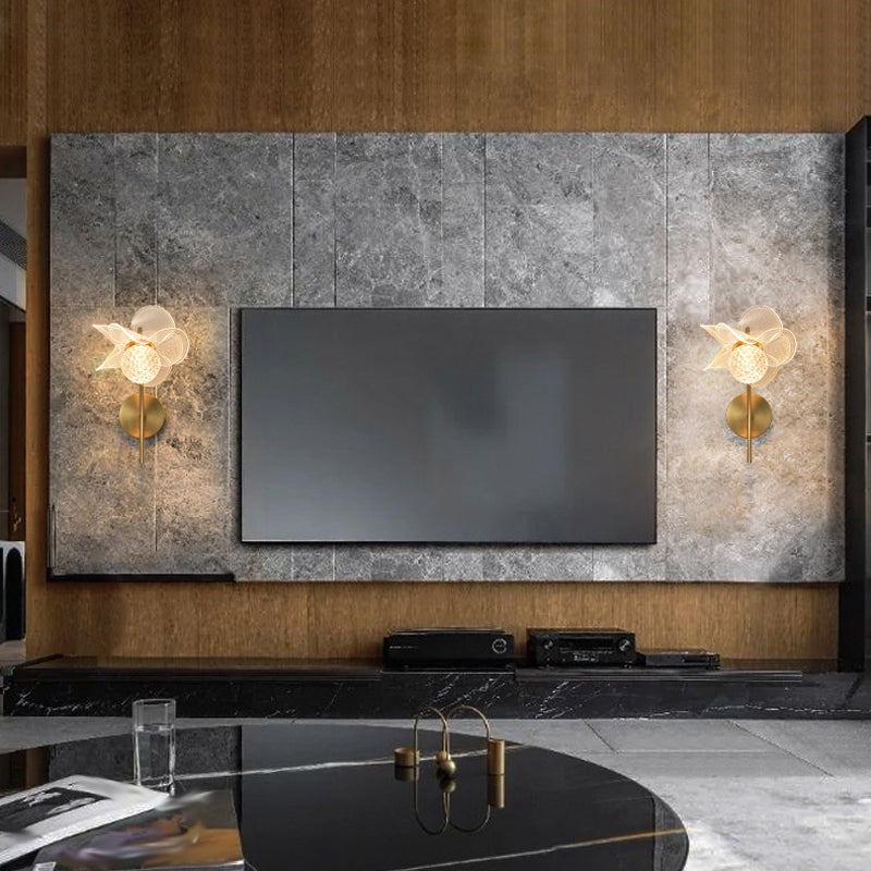 Contemporary Wall Sconce Flower Wall Light Fixture with Acrylic and Metal for Bedroom