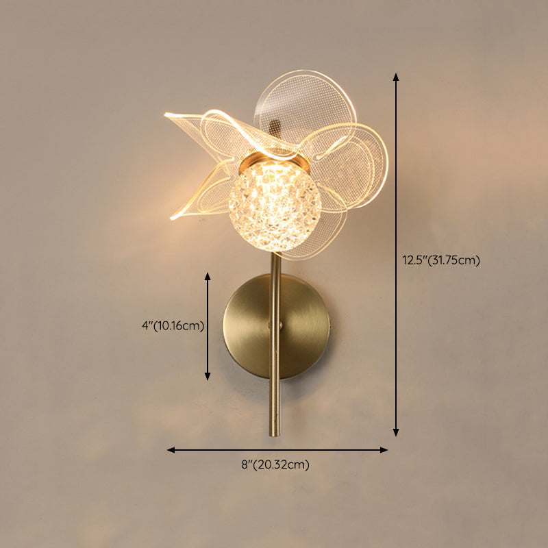 Contemporary Wall Sconce Flower Wall Light Fixture with Acrylic and Metal for Bedroom