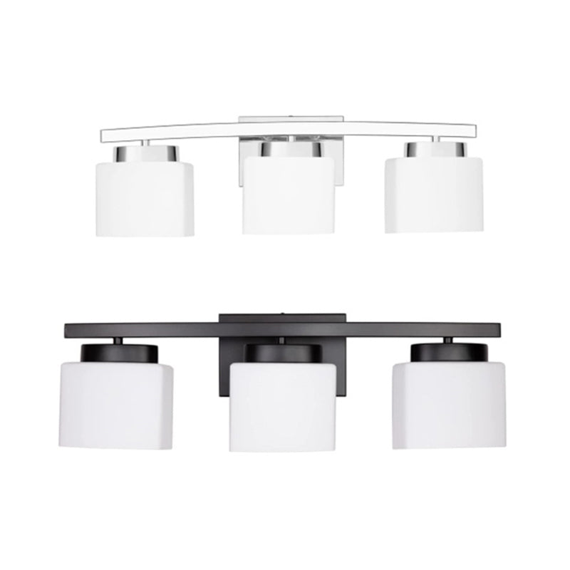 American Metal Wall Sconce Rectangle Shape Vanity Lamp with Glass Shade for Bathroom