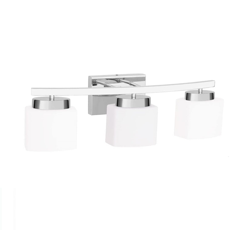 American Metal Wall Sconce Rectangle Shape Vanity Lamp with Glass Shade for Bathroom