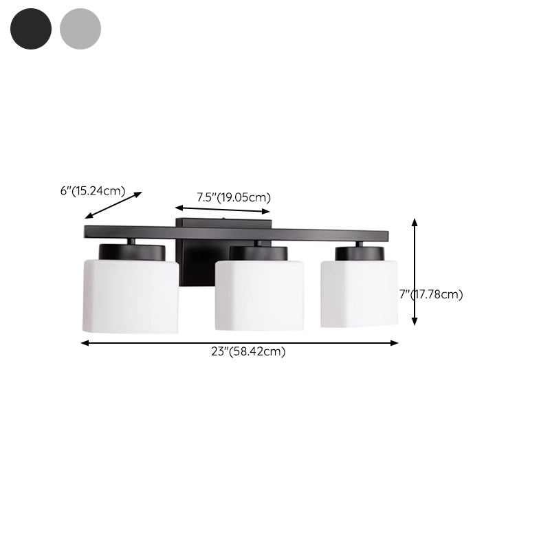 American Metal Wall Sconce Rectangle Shape Vanity Lamp with Glass Shade for Bathroom