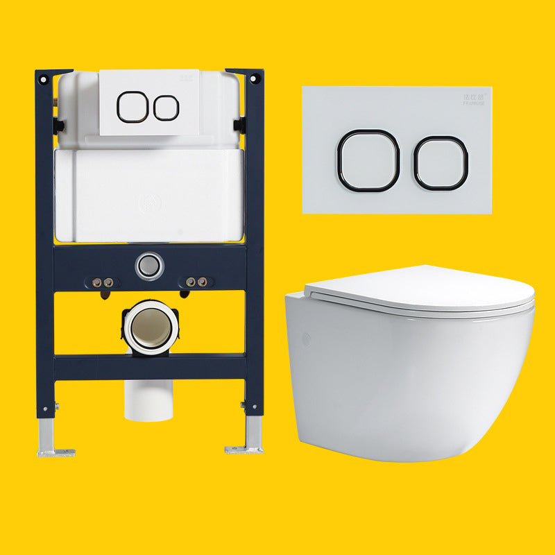 Modern White Siphon Jet Flush Toilet One-Piece Wall-mount Toilet for Bathroom