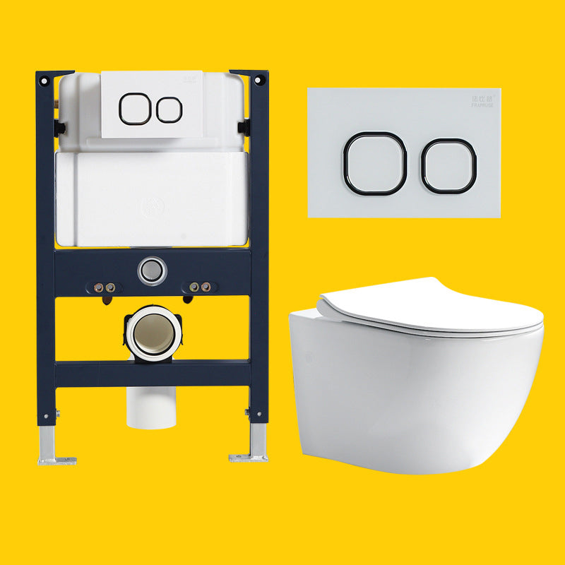 Modern White Siphon Jet Flush Toilet One-Piece Wall-mount Toilet for Bathroom