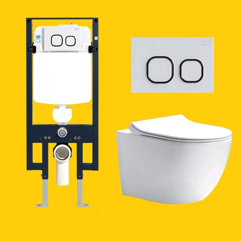 Modern White Siphon Jet Flush Toilet One-Piece Wall-mount Toilet for Bathroom