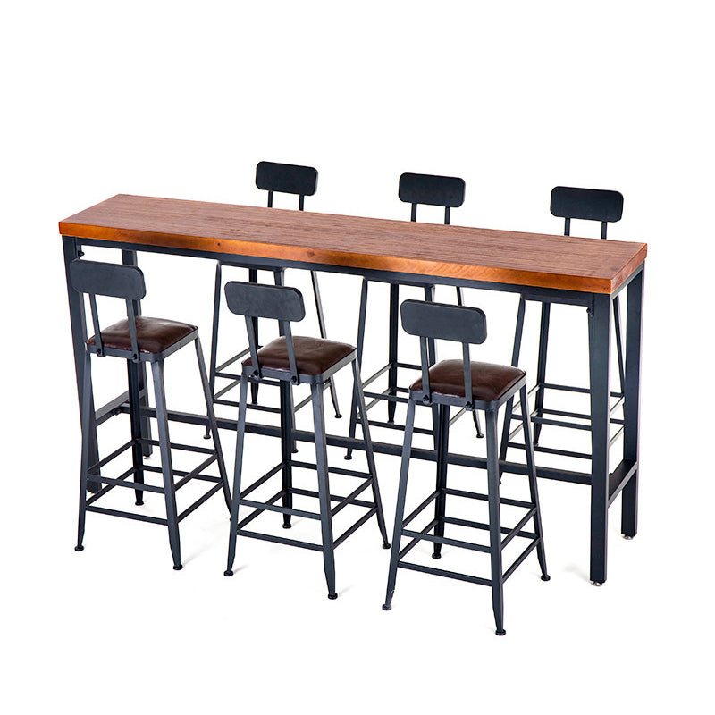 Industrial Bar Table Set 1/4/7/9 Pieces Solid Wood Pub Table Set for Indoor