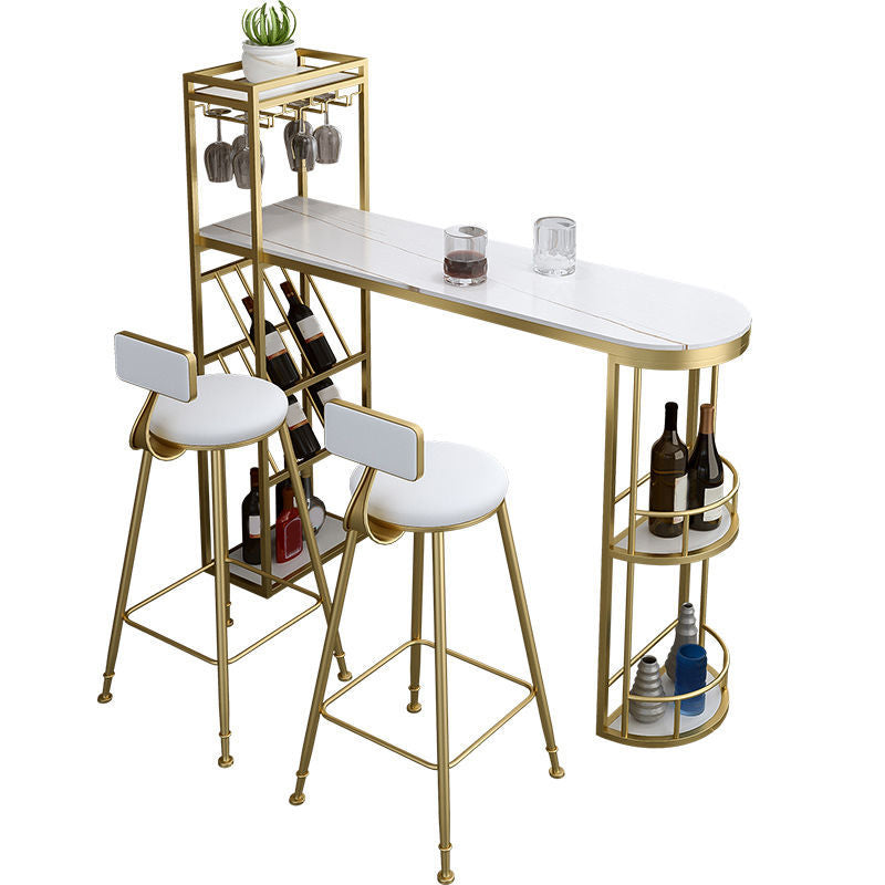 Glam Style Wood 1/2/3 Pieces Bar Table Set Rectangle Bar Table for Home