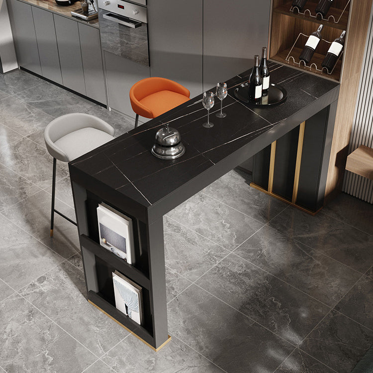 Stone Bar Table Set Modern Style Rectangle 1/2/3 Pieces Bar table with Backless Stools