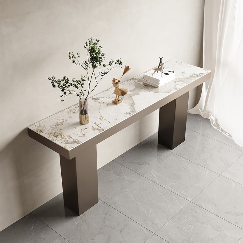 Industrial 1/2/3 Pieces Bar Table Set Rectangle Stone Counter Table with High Stools