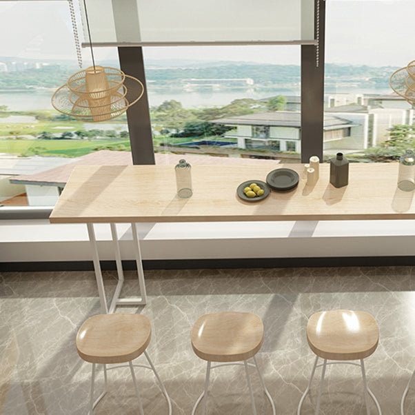 Solid Wood Bar Table Set Modern Rectangle 1/2/5/6 Pieces Bar table with Backless Stools