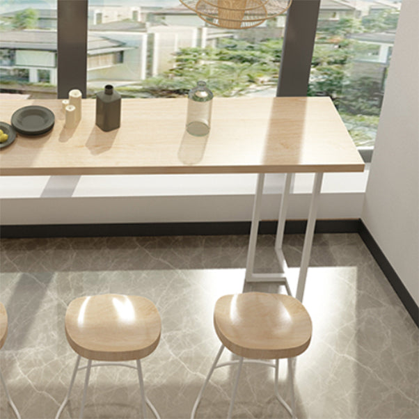 Solid Wood Bar Table Set Modern Rectangle 1/2/5/6 Pieces Bar table with Backless Stools