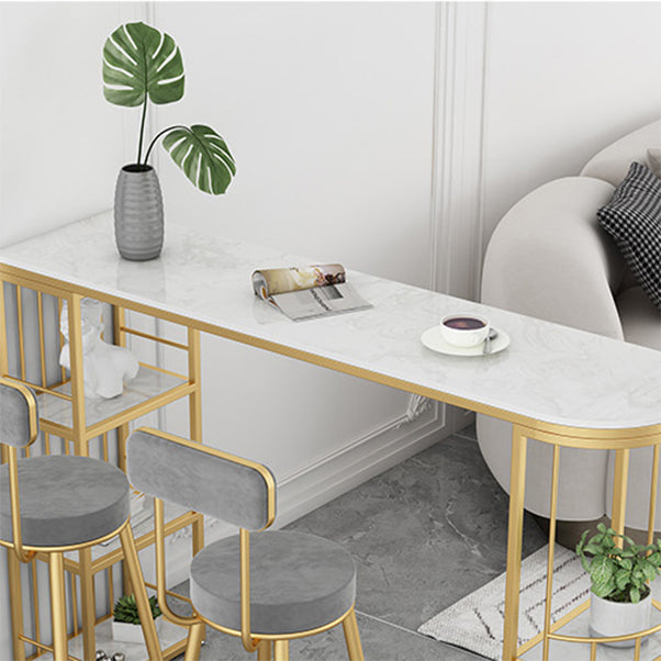 Contemporary Stone Bar Table Set 1/3 Pieces Bar table with Upholstered Stools for Indoor