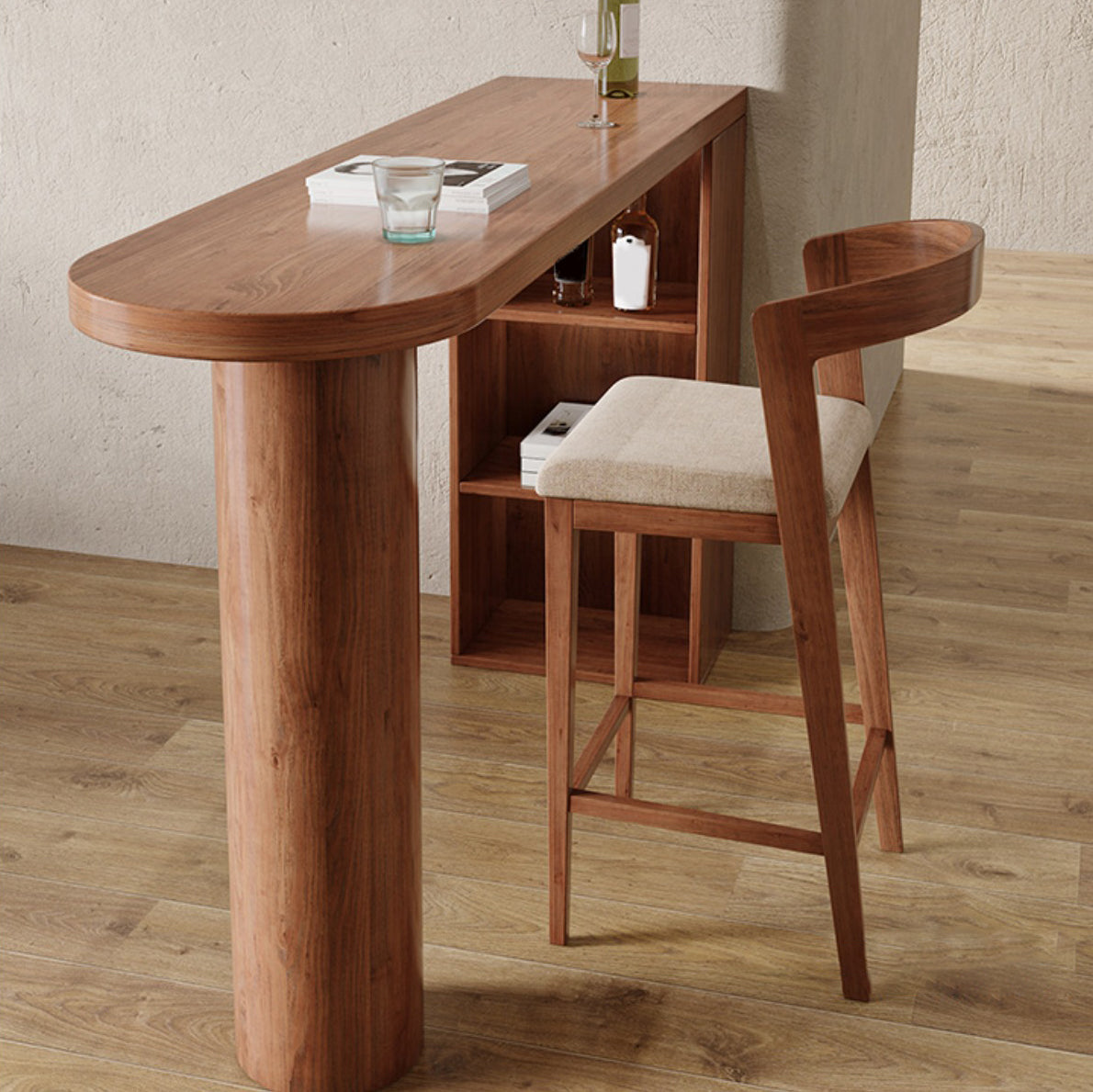 Industrial 1/2 Pieces Bar Table Set Pine Wood Counter Table with High Stools