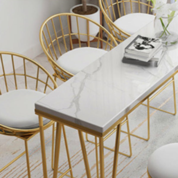 Modern 1/4/7 Pieces Bar Table Set Rectangle Stone Counter Table with High Stools