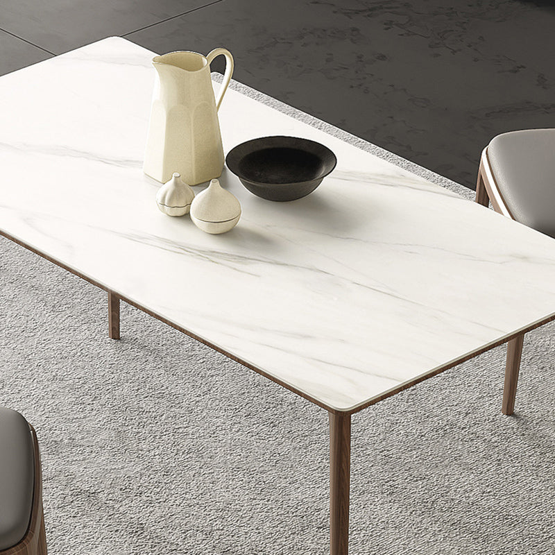 Contemporary Style 1/2/3/4 Pieces Dining Chairs Set Stone Rectangle Furniture in White