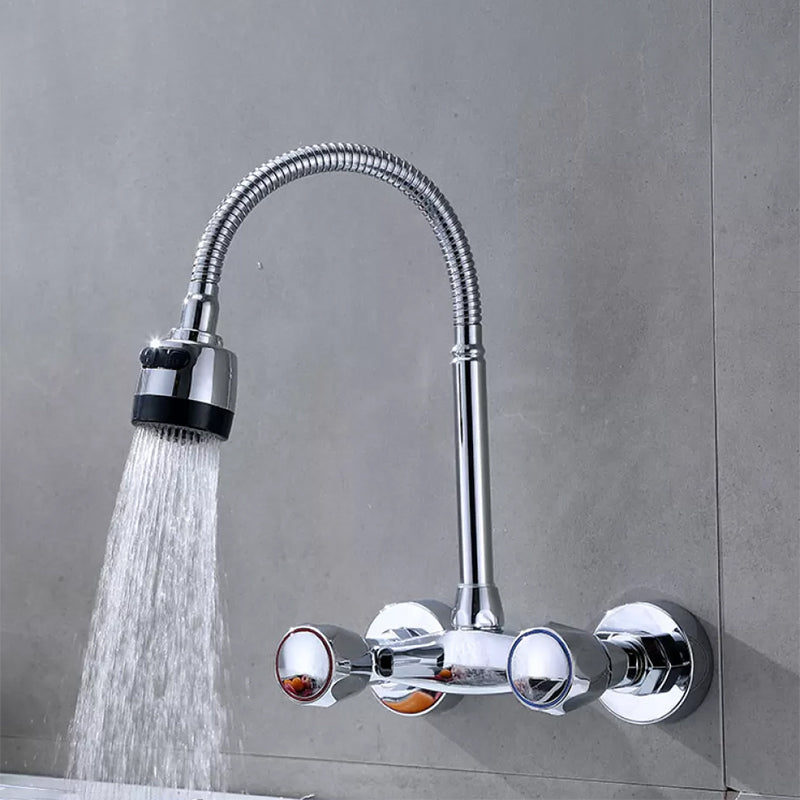 Modern Bar Faucet Brass Knob Handle Swivel Spout Wall Mounted Pot Filler Faucet