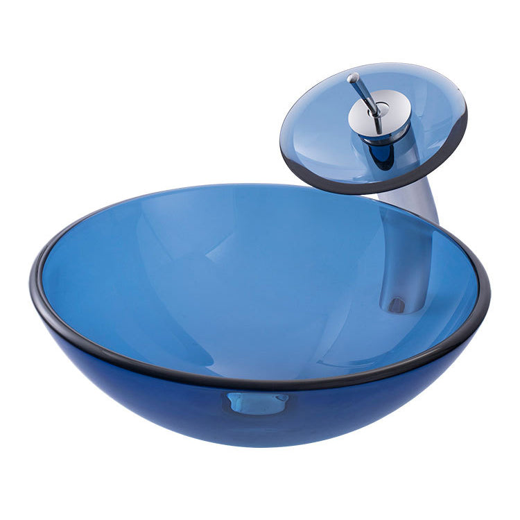 Creative Vessel Bathroom Sink Glass Vessel Lavatory Sink in Blue