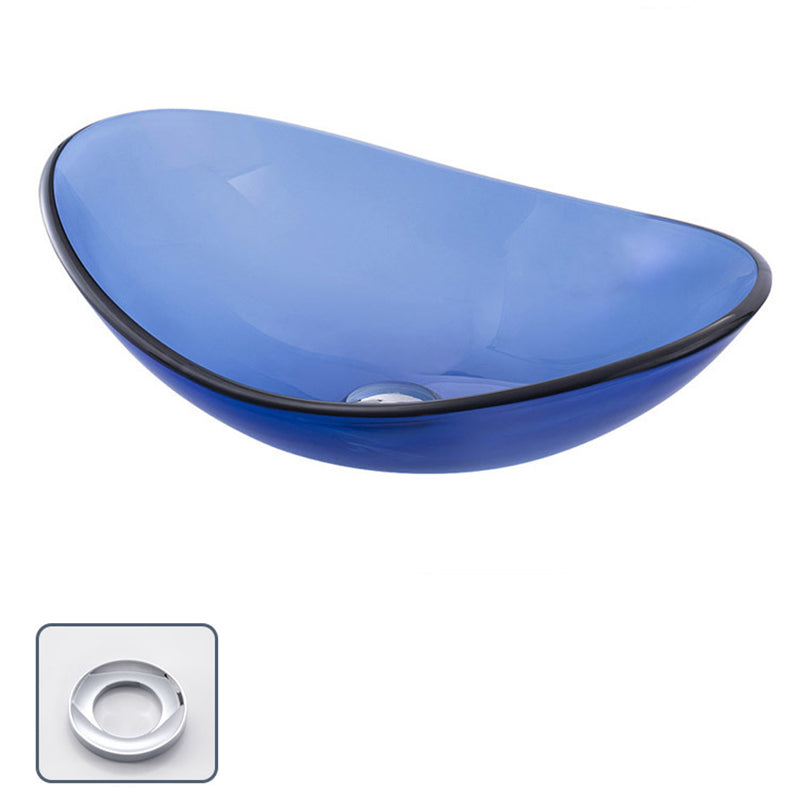 Creative Vessel Bathroom Sink Glass Vessel Lavatory Sink in Blue