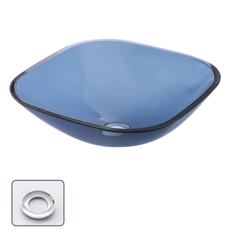 Creative Vessel Bathroom Sink Glass Vessel Lavatory Sink in Blue