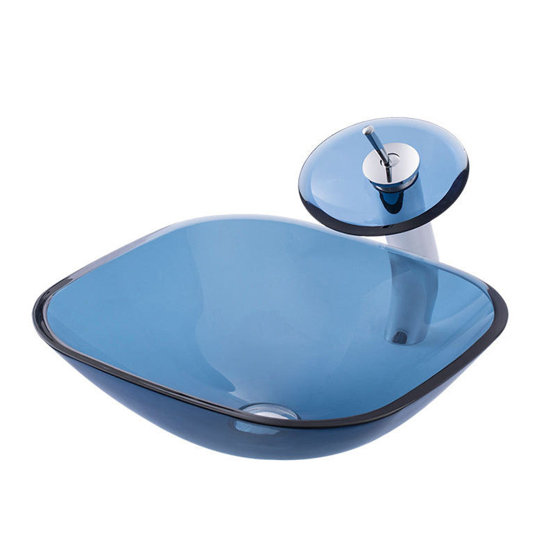 Creative Vessel Bathroom Sink Glass Vessel Lavatory Sink in Blue