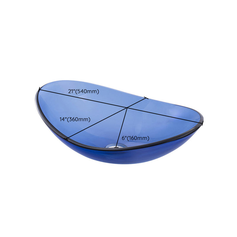 Creative Vessel Bathroom Sink Glass Vessel Lavatory Sink in Blue