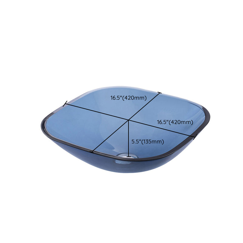 Creative Vessel Bathroom Sink Glass Vessel Lavatory Sink in Blue