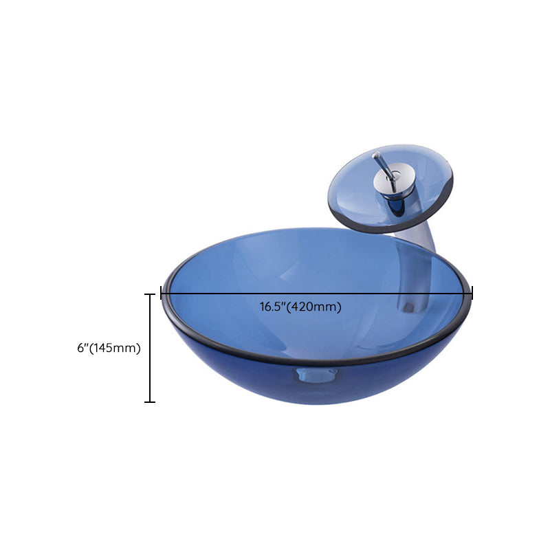 Creative Vessel Bathroom Sink Glass Vessel Lavatory Sink in Blue
