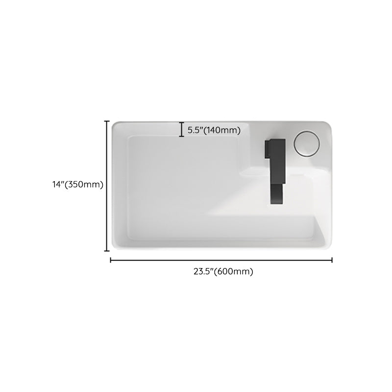 Modern Vessel Bathroom Sink Rectangular Porcelain with Overflow and Faucet Basin Sink