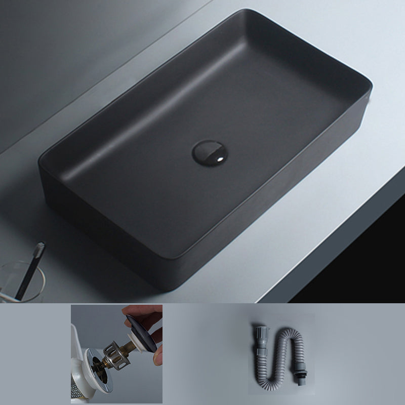 Modern Vessel Lavatory Sink Porcelain with Faucet and Basin Bathroom Sink