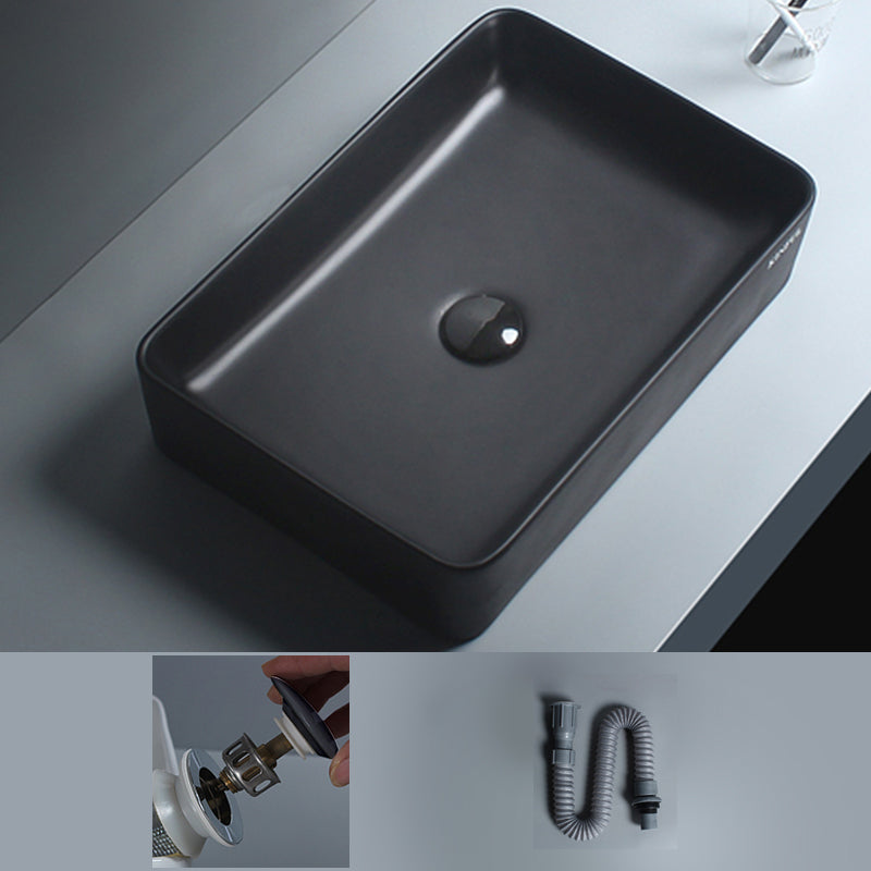 Modern Vessel Lavatory Sink Porcelain with Faucet and Basin Bathroom Sink