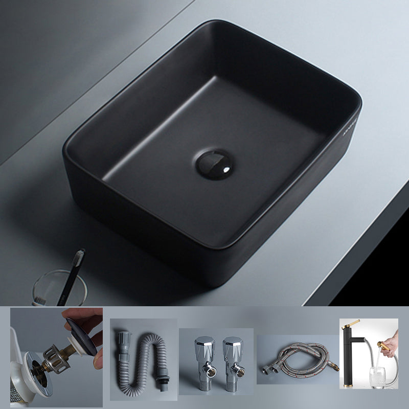 Modern Vessel Lavatory Sink Porcelain with Faucet and Basin Bathroom Sink