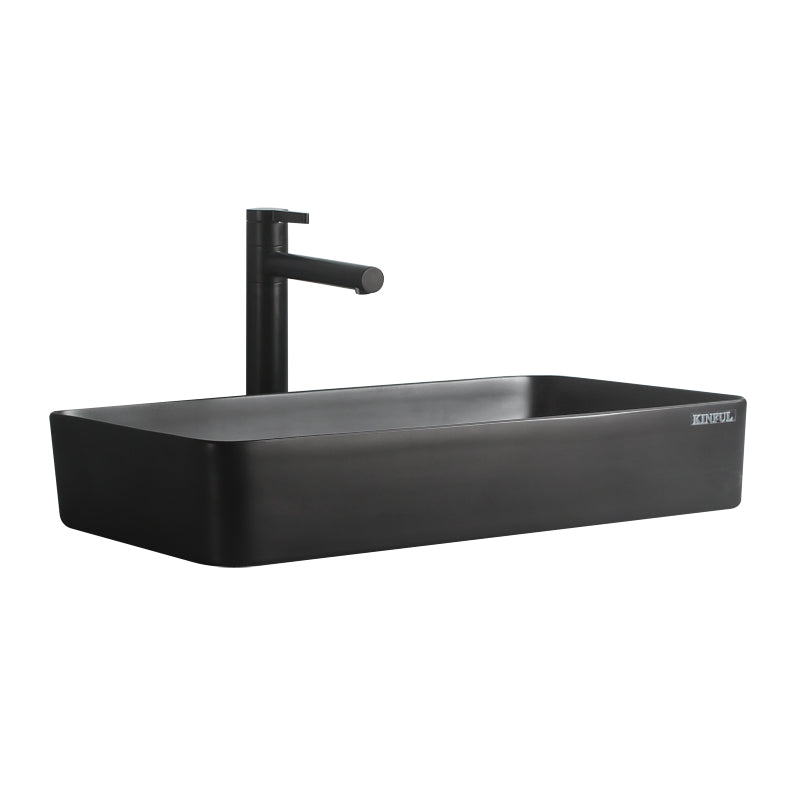 Modern Vessel Lavatory Sink Porcelain with Faucet and Basin Bathroom Sink
