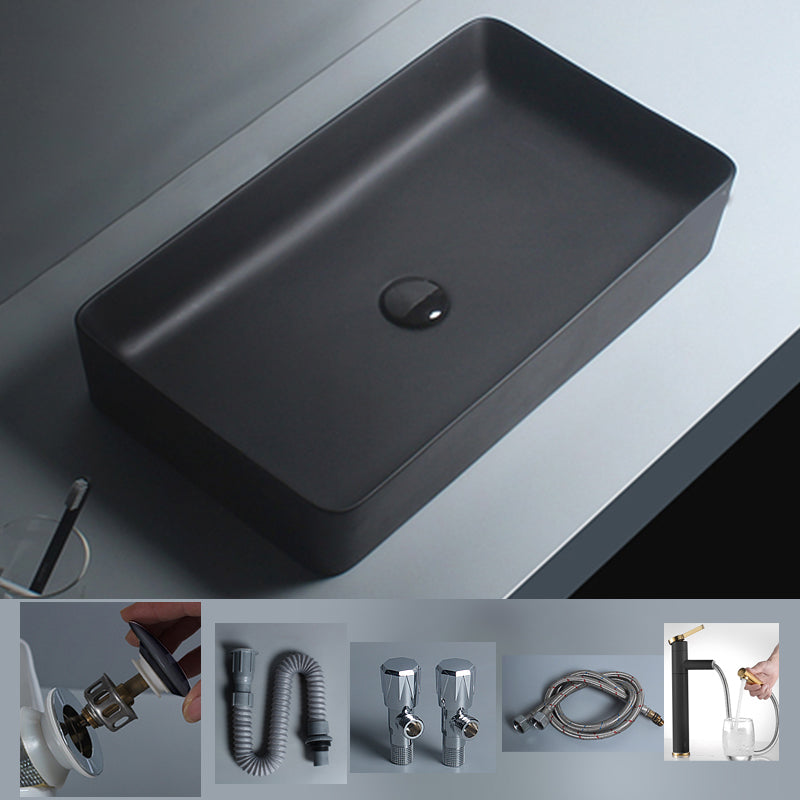 Modern Vessel Lavatory Sink Porcelain with Faucet and Basin Bathroom Sink