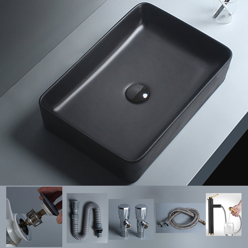 Modern Vessel Lavatory Sink Porcelain with Faucet and Basin Bathroom Sink