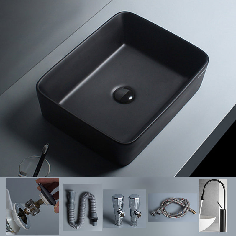 Modern Vessel Lavatory Sink Porcelain with Faucet and Basin Bathroom Sink