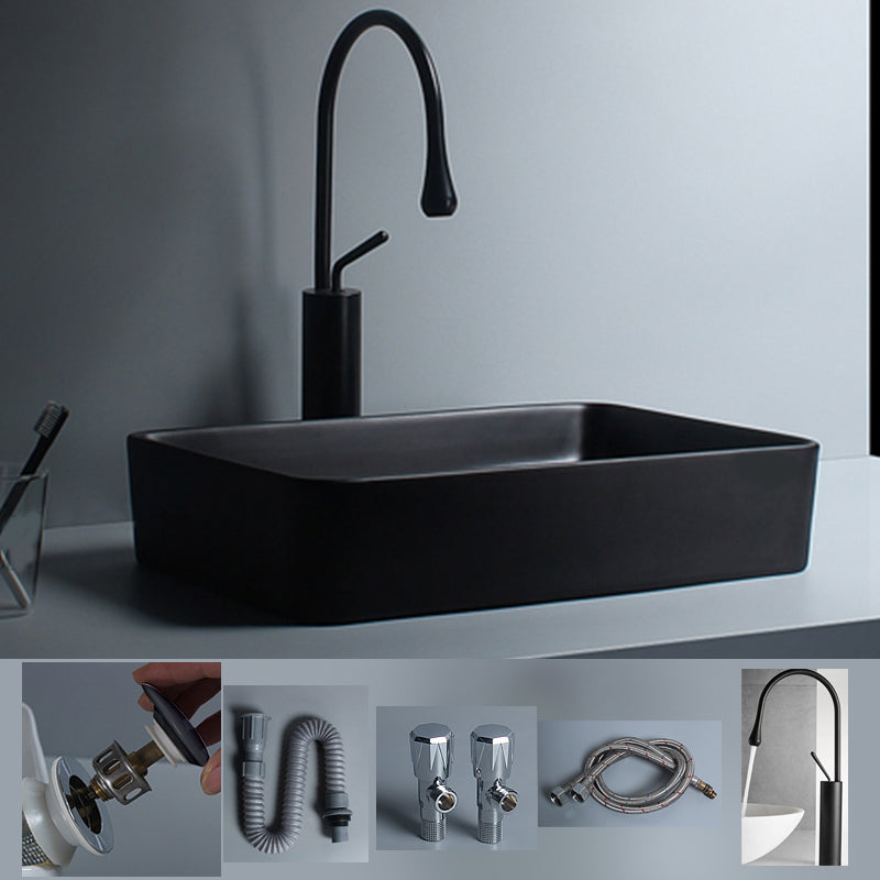 Modern Vessel Lavatory Sink Porcelain with Faucet and Basin Bathroom Sink