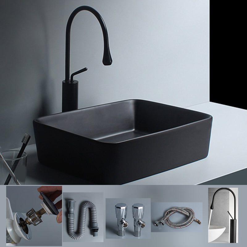 Modern Vessel Lavatory Sink Porcelain with Faucet and Basin Bathroom Sink
