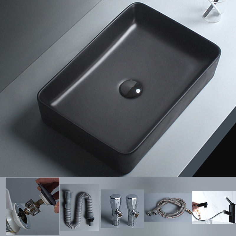 Modern Vessel Lavatory Sink Porcelain with Faucet and Basin Bathroom Sink