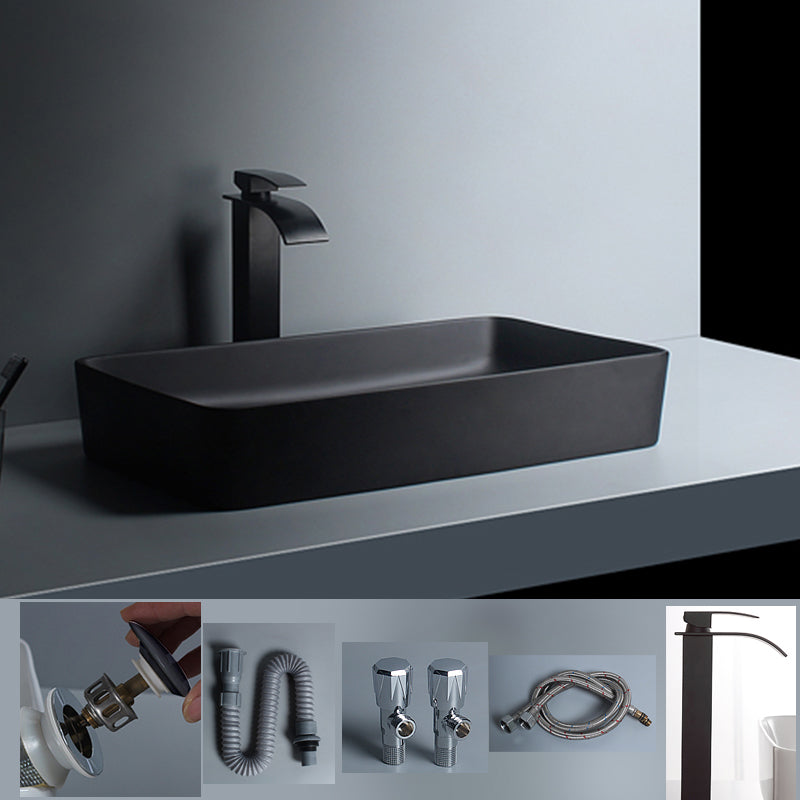 Modern Vessel Lavatory Sink Porcelain with Faucet and Basin Bathroom Sink